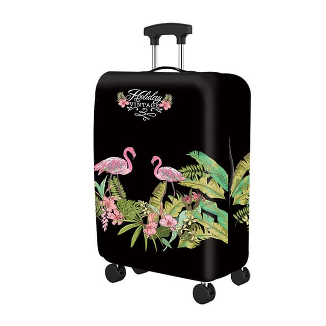 Skyddande resväskfodral, tjockt elastiskt bagagefodral L Jungle flamingo mønster