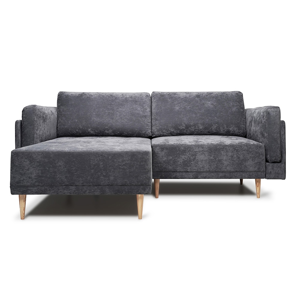 VitaliSpa Ecksofa Schlafsofa Gästesofa Cali Anthrazit Schlaffunktion 236 x 97 cm modern Wohnzimmer Sofa Wohnzimmercouch Boxspringsofa Loungesofa Loungeecke Schlafcouch Taschenfederkern ausziehbar