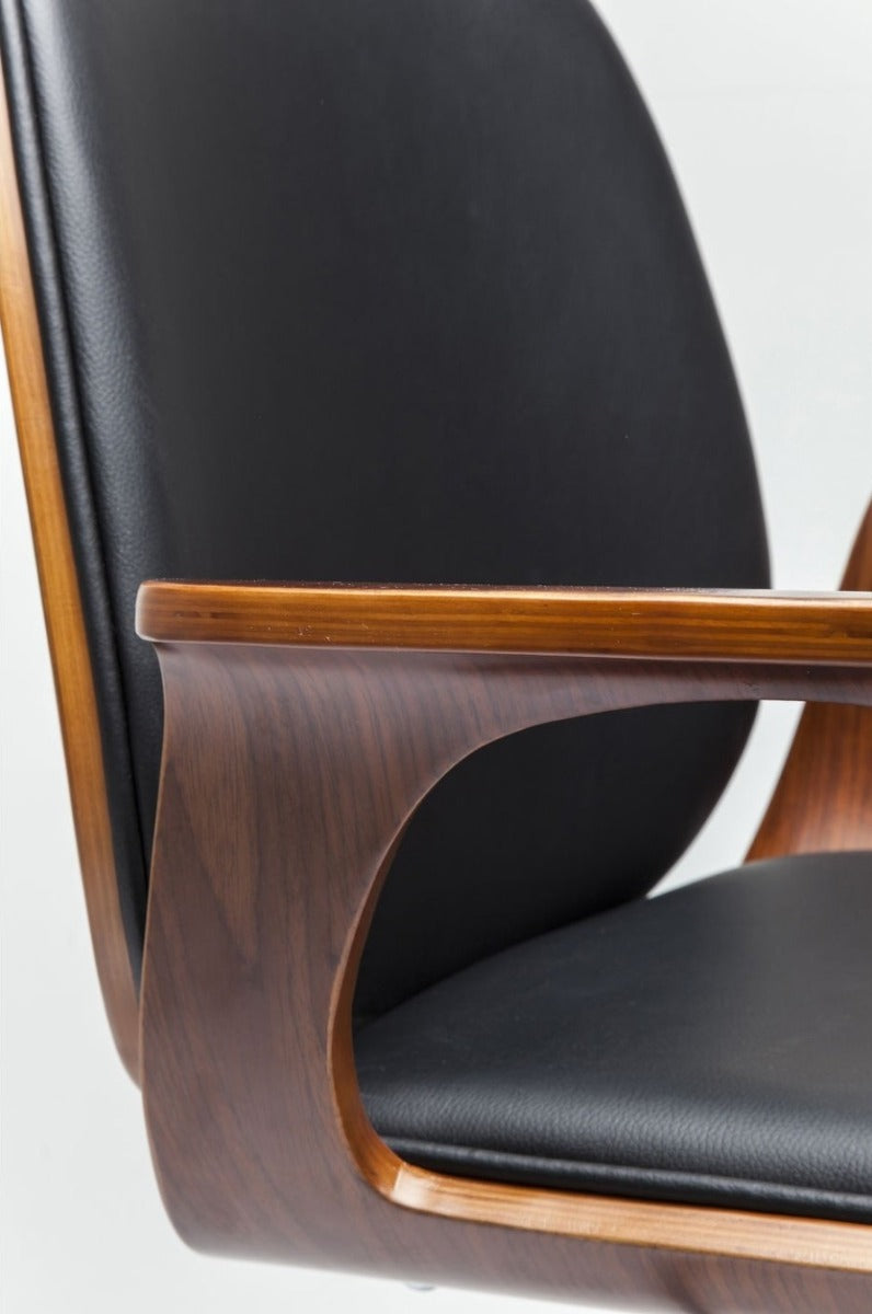 Kare Design Patron Walnut Bureaustoel - Kunstleer Zwart