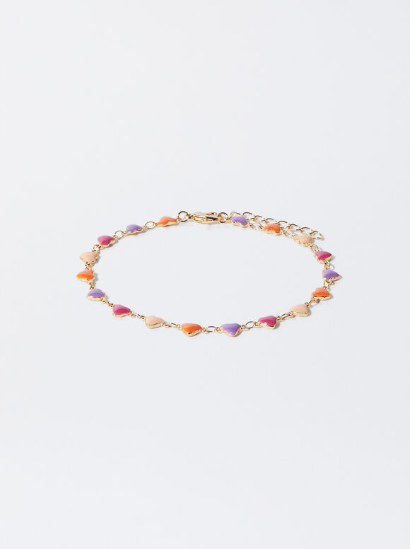 Pulseira Tornozeleira com Corações - Multicolorida