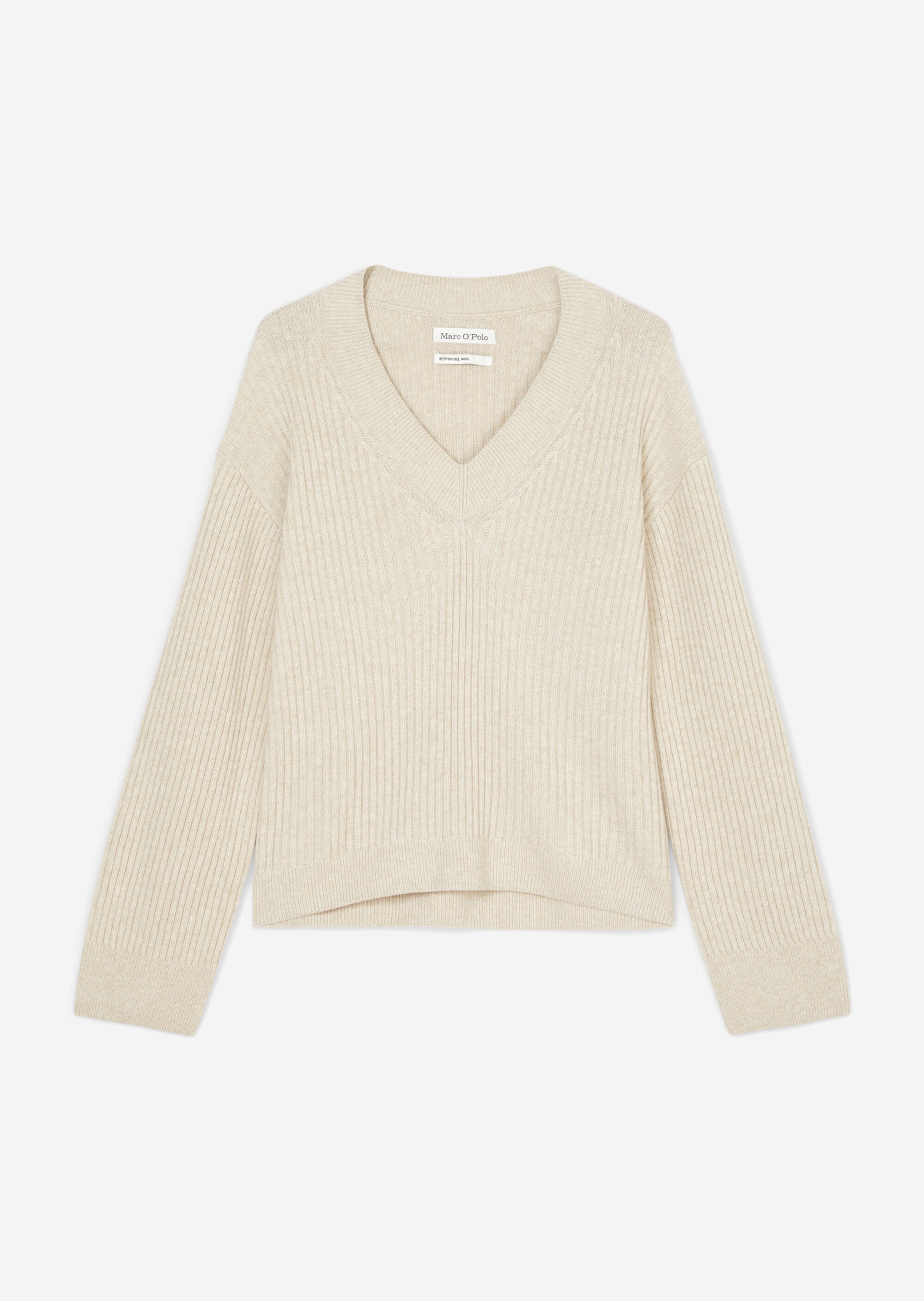 V-Neck-Strickpullover looseaus italienischem Schurwolle-Mix