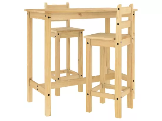 Ensemble de bar 3 pcs Bois de pin massif
