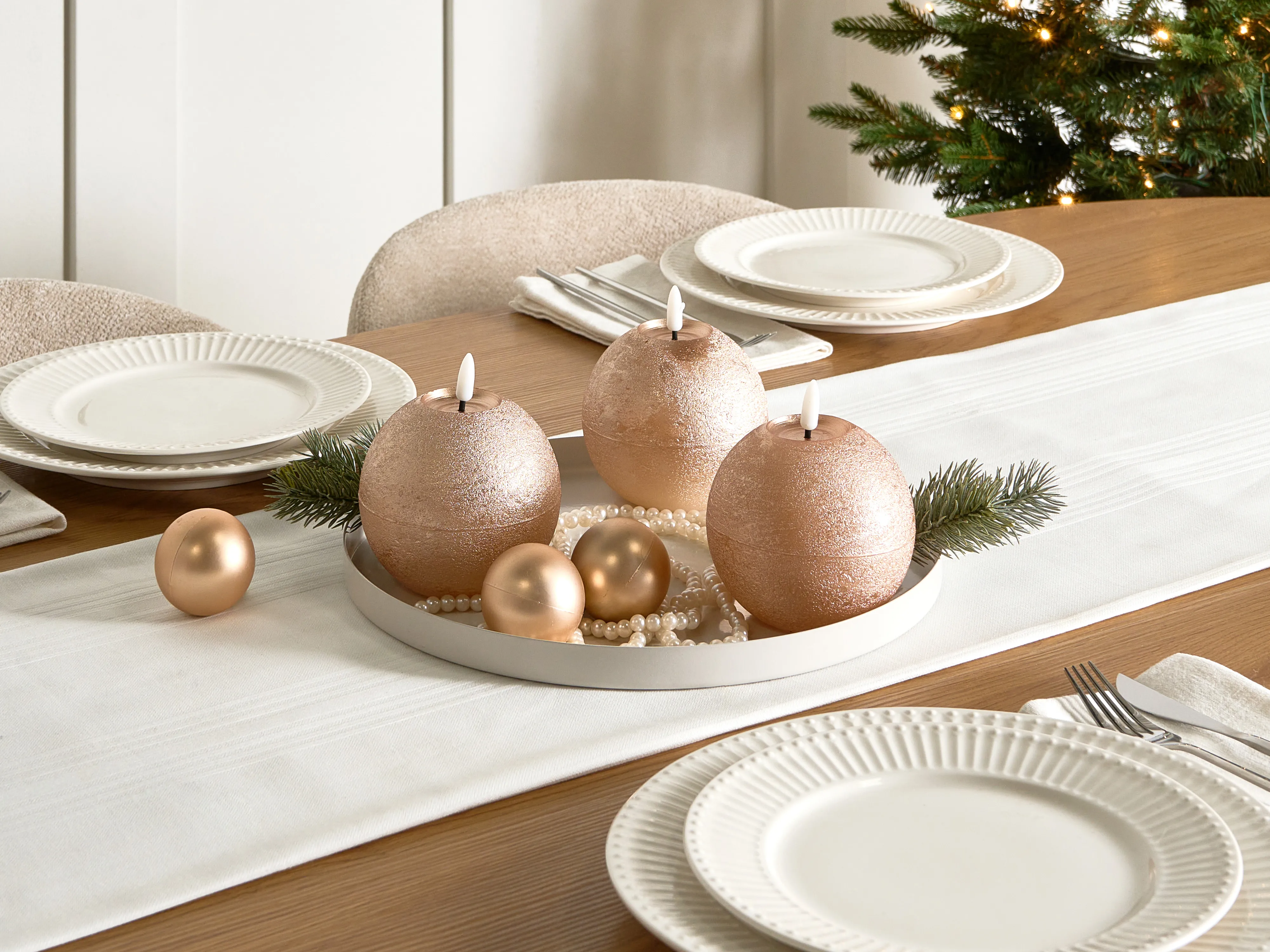 Set van 3 LED kaarsen AMBROSIA 11 cm Goud