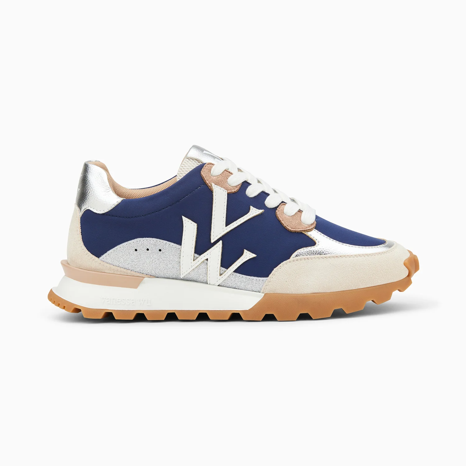 Sneakers-Baskets monogramme Caterina bleu à semelle running