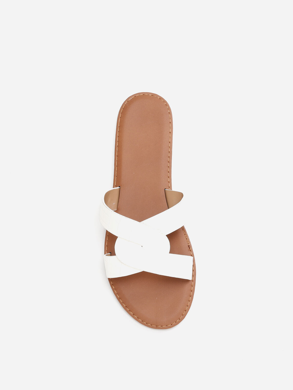 Mules croco à brides croisées grandes tailles- Blanc