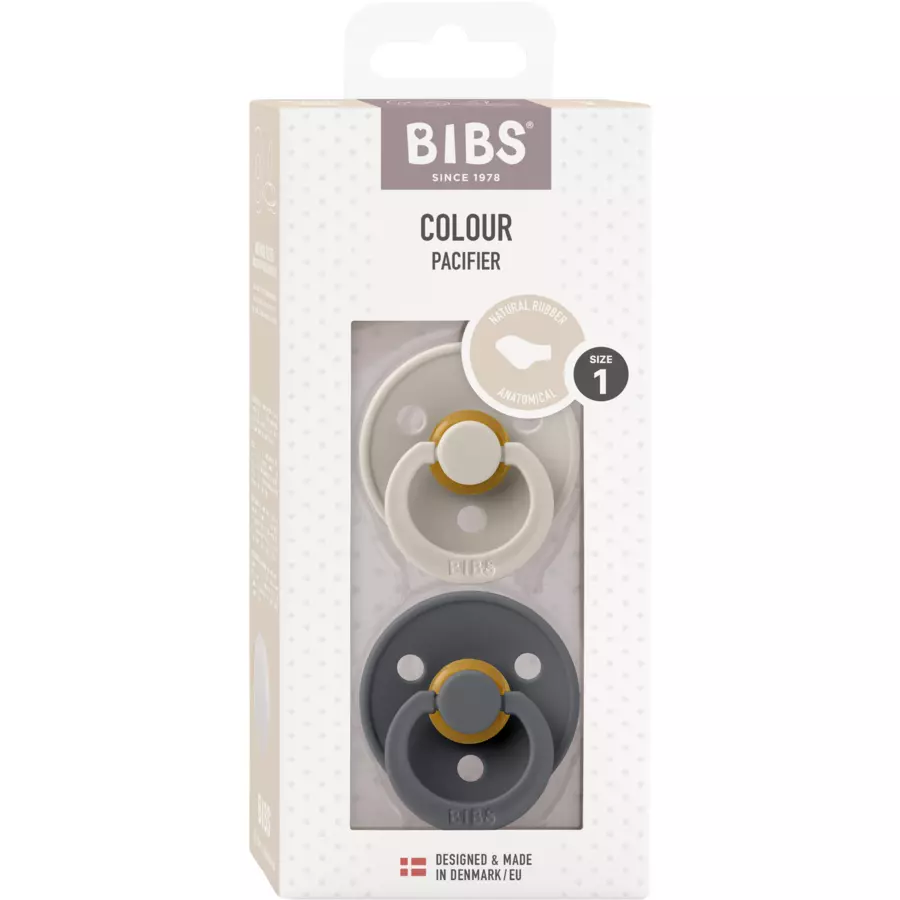 BIBS® Schnuller Colour Anatomischer Sauger Sand & Iron 0-6 Monate, 2 Stk.