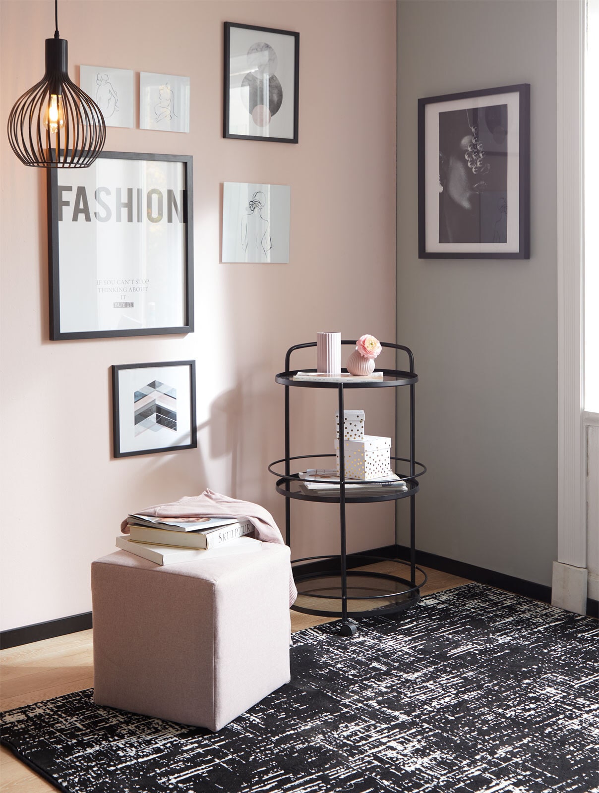 Hocker MAYFAIR Stoffbezug beige