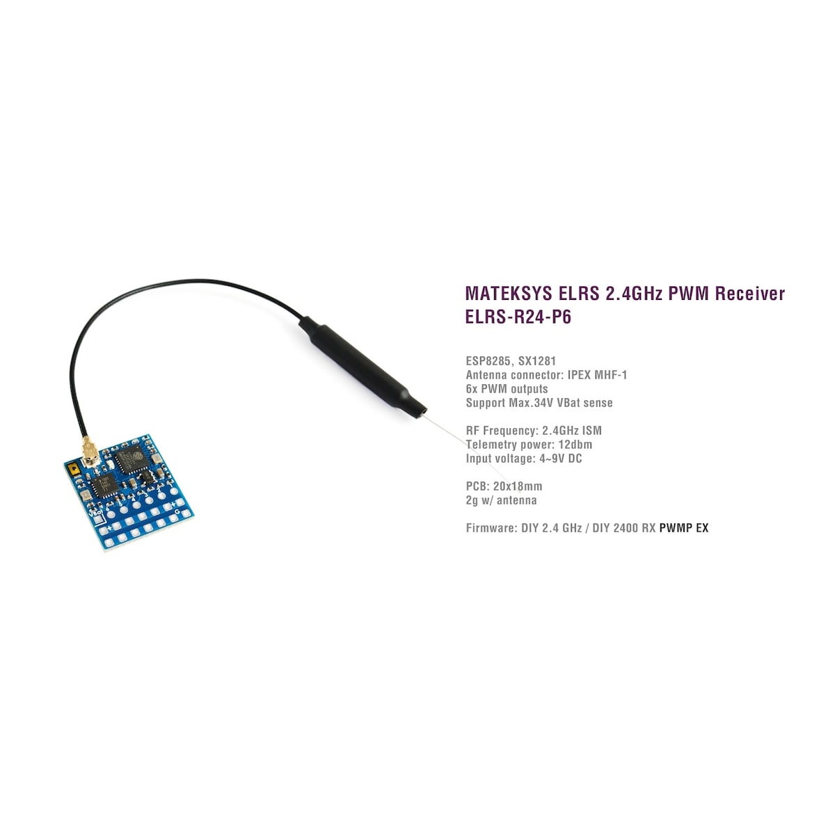 Mateksys ELRS-R24-P6 2.4GHz PWM Receiver