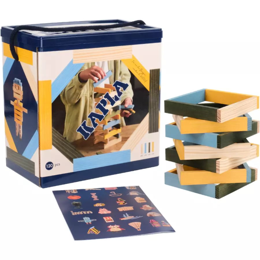 KAPLA Bausteine 120er Box, hellblaugelbgrün
