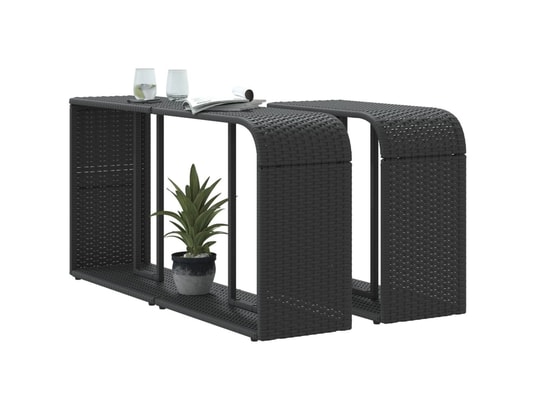 VIDAXL - Patère étagères de rangement 2 pcs noir résine tressée