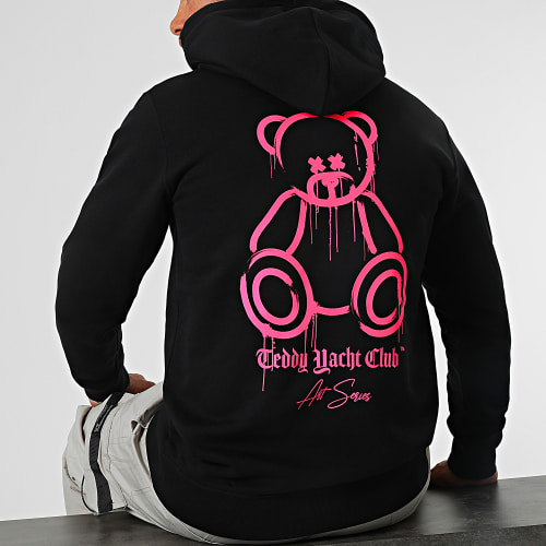 Sweat Capuche Art Series Marker Noir Rose Fluo