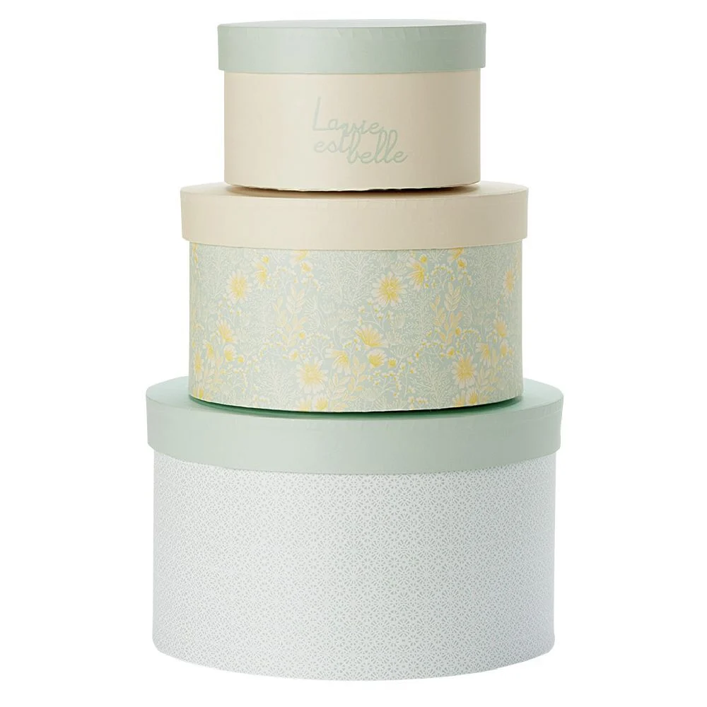 Boîte ronde motif pastel x3