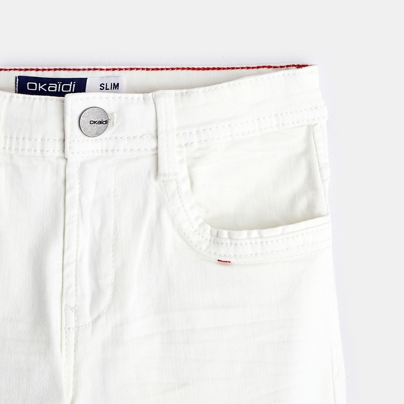 Pantalon slim en toile uni blanc garçon