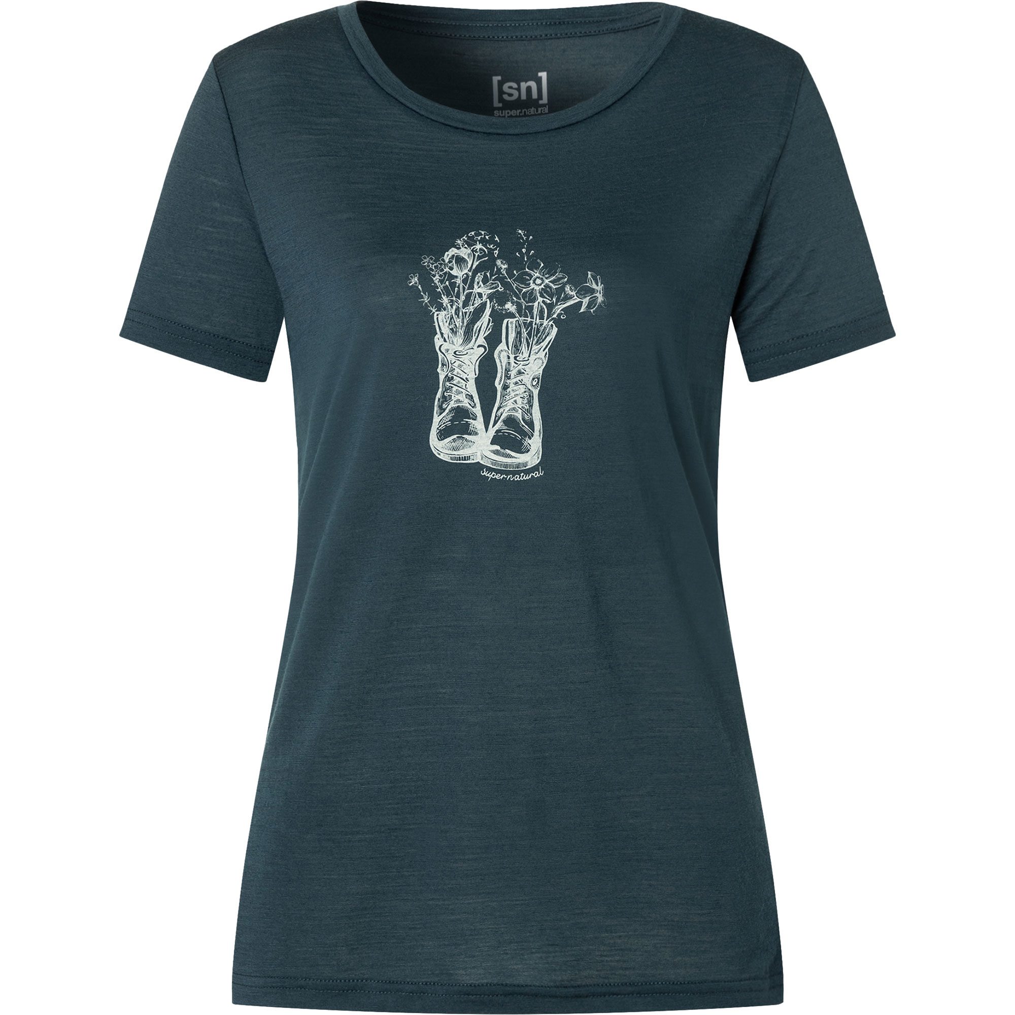 super.natural Flower Boots T-Shirt Damen blueberry