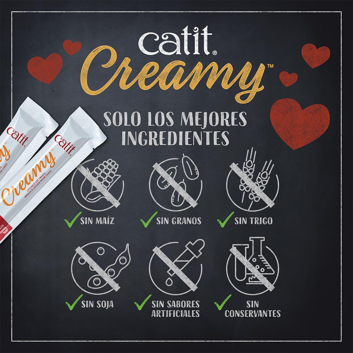 Catit Petisco Líquido Cremoso para Gatos com Superalimentos, Frango com Coco e Couve, 4 x 10g