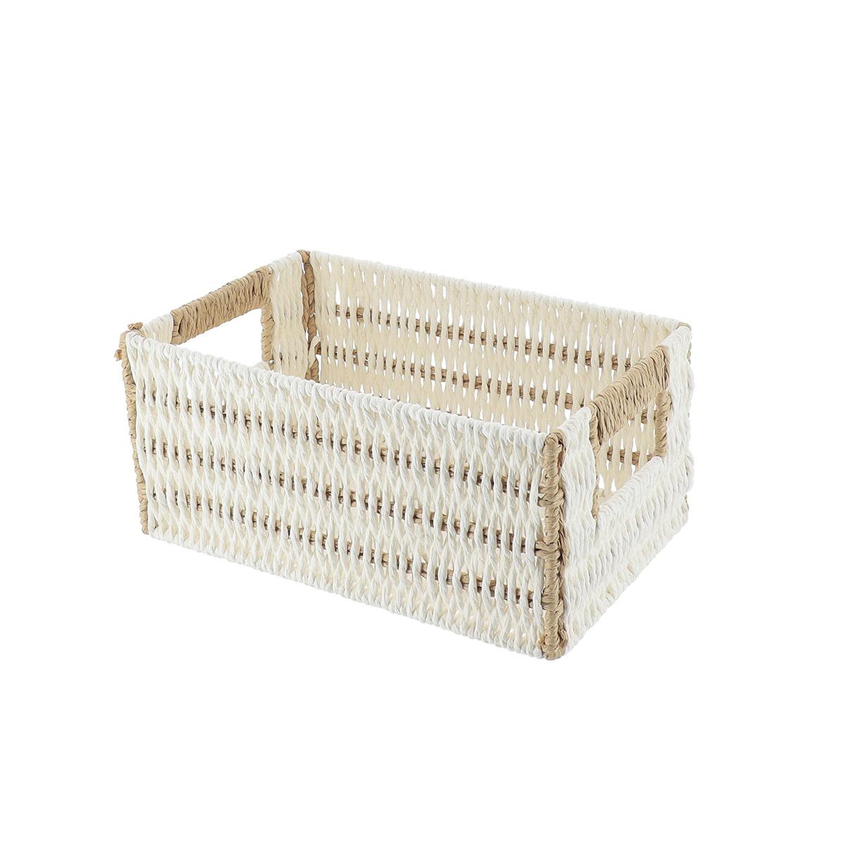 PANIERE PAPIER BICOLORE 26X17.5X12CM BLANC NATUREL