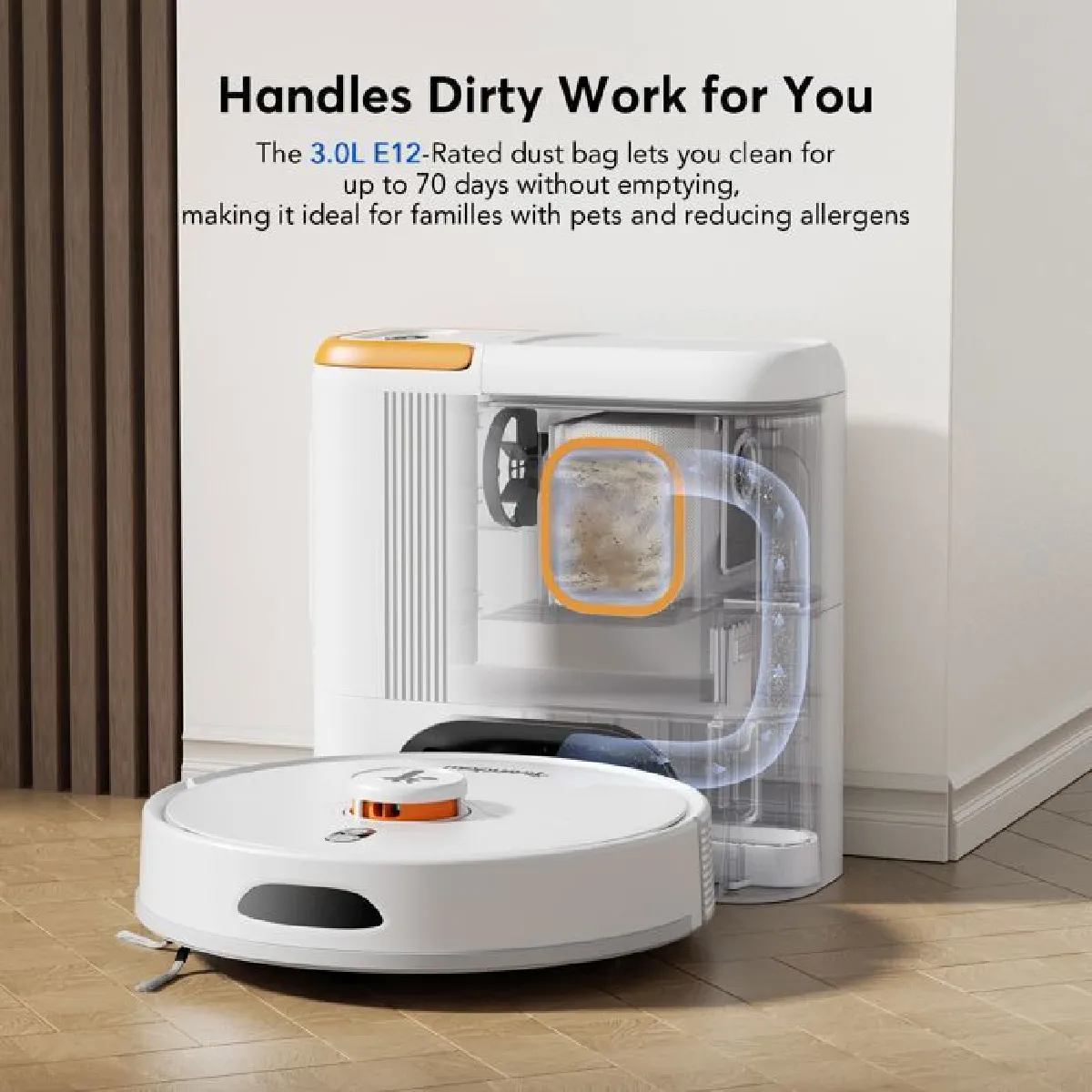 Teendow Aspirateur Robot Laveur 6en1-6000Pa/200 Minutes, Navigation LiDAR, Contrôle par APP et la voix, Nettoyer les animaux et les meubles
