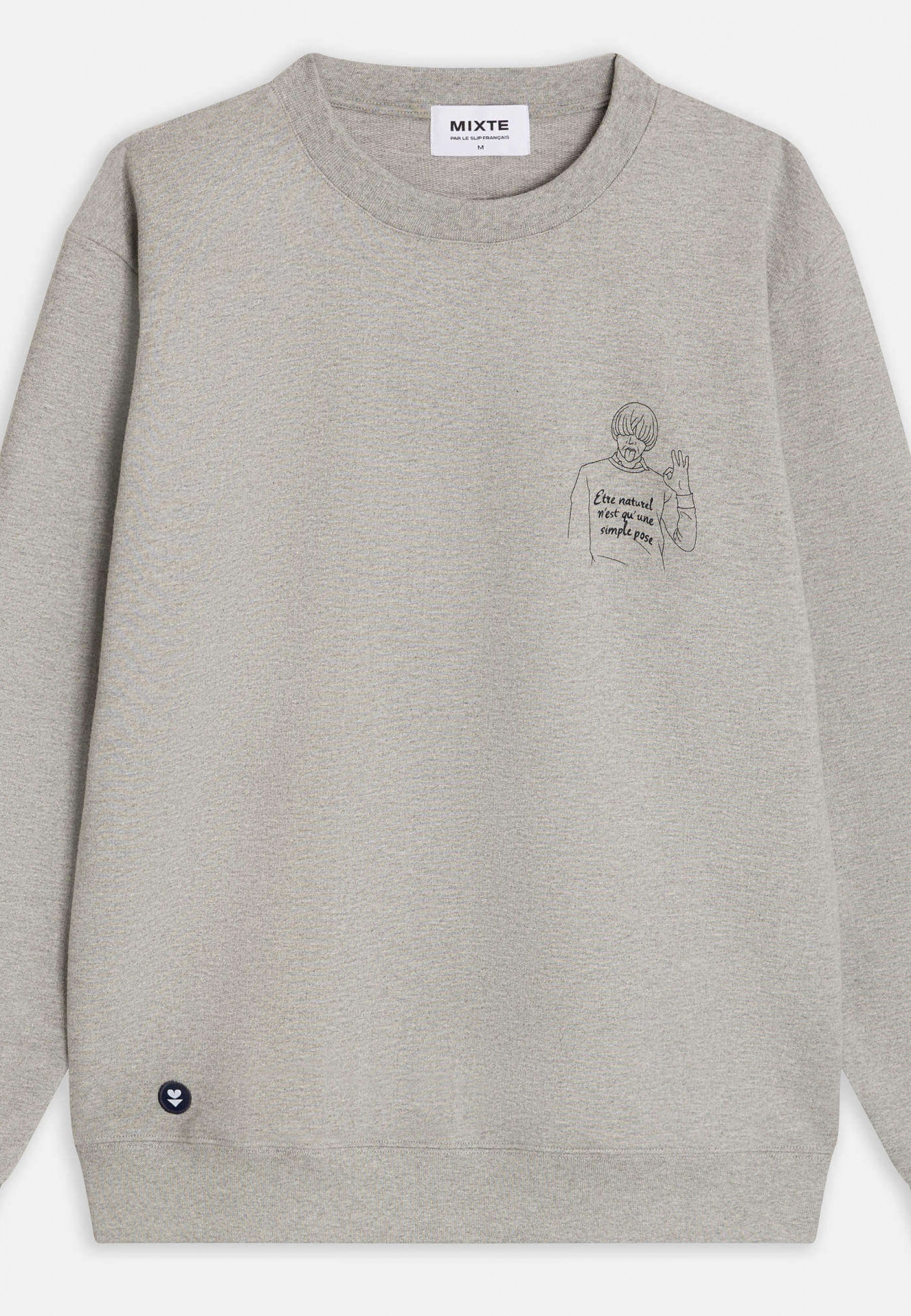 Sweat col rond en molleton-Ben-F Gris Chiné