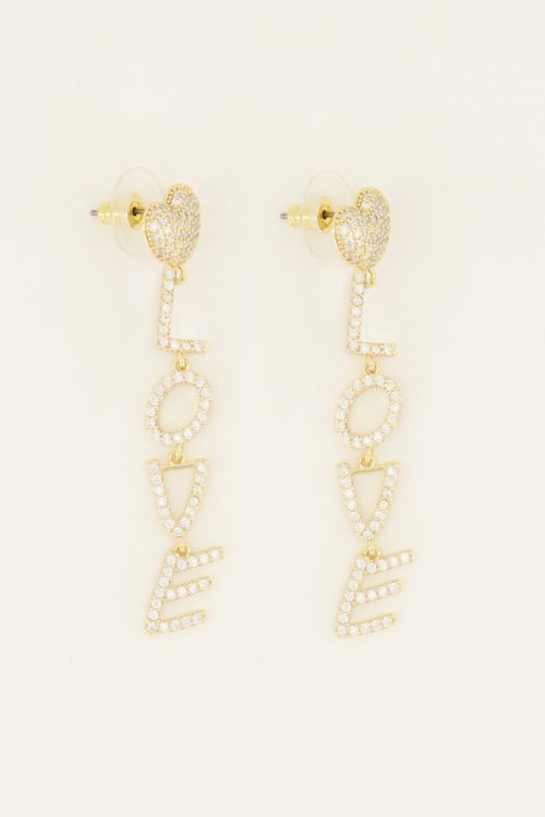 Oorhangers met love letters & strass