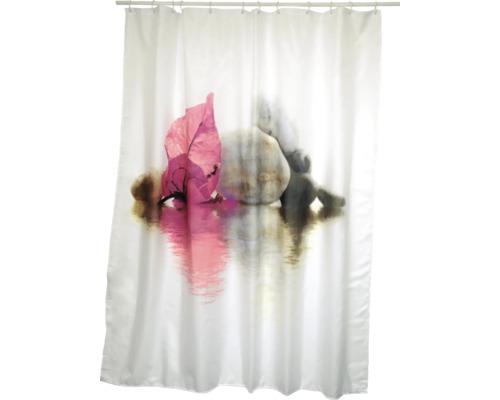 MSV BORNEO Textiel Douchegordijn 180 x 200 cm Roze Roos Wit 149501