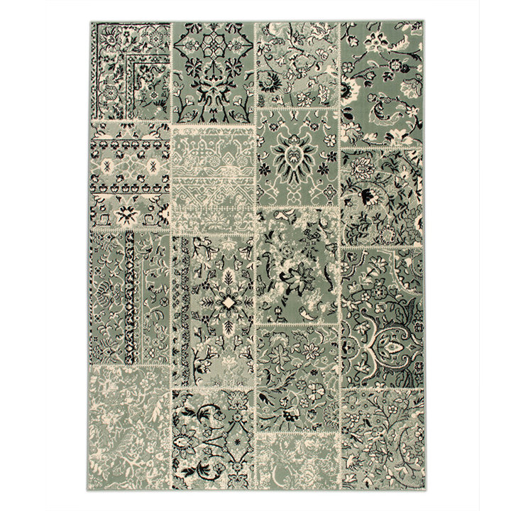 Vintage vloerkleed - Wonder Patchwork Groen/Zwart