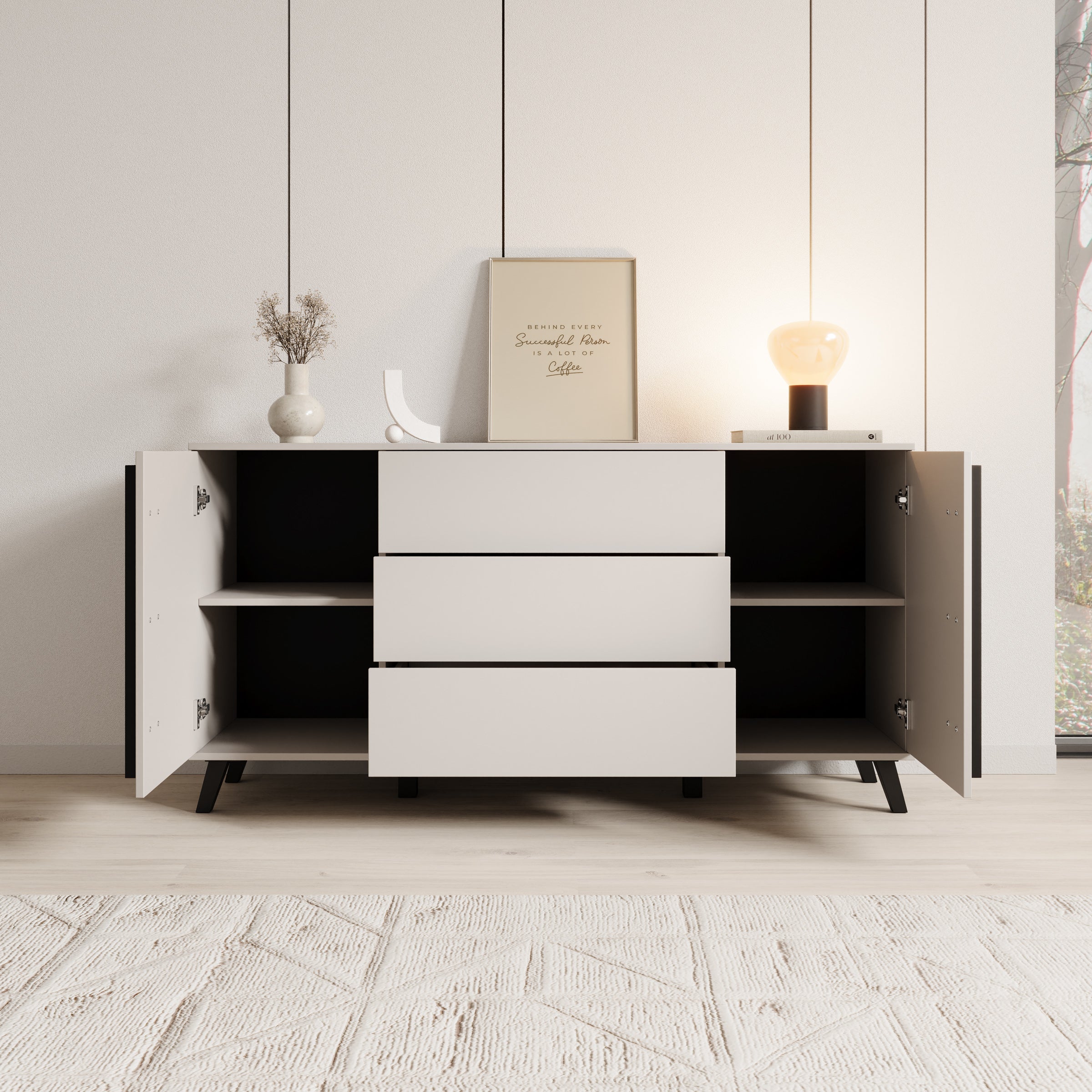 Meubella - Hydra - Dressoir - Beige - 150x40x78 cm