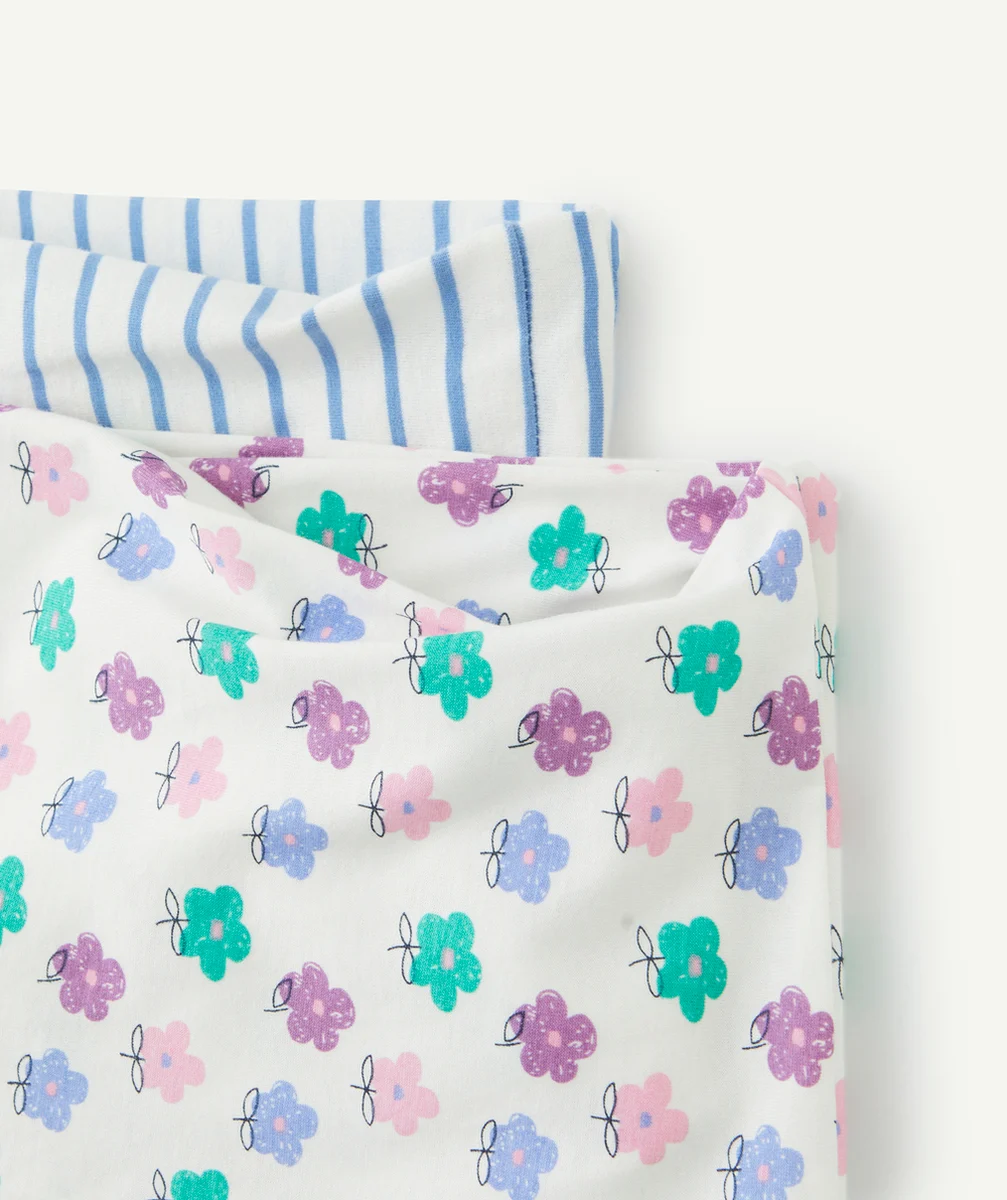 LOT DE 2 SNOODS BÉBÉ FILLE AVEC IMPRIMÉ COLORIS PASTEL