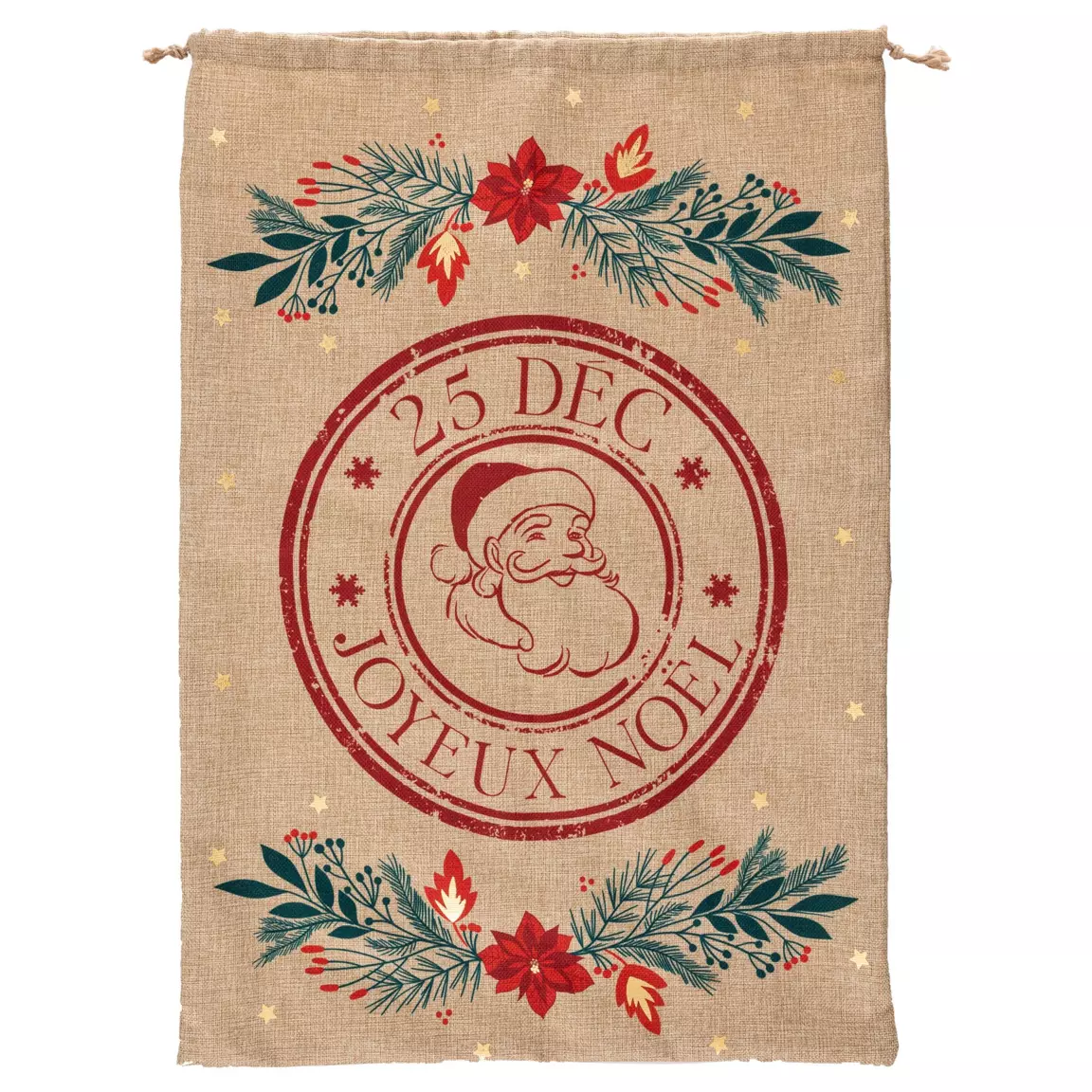 Sac cadeau en jute (H70 cm) Poinsettia Naturel