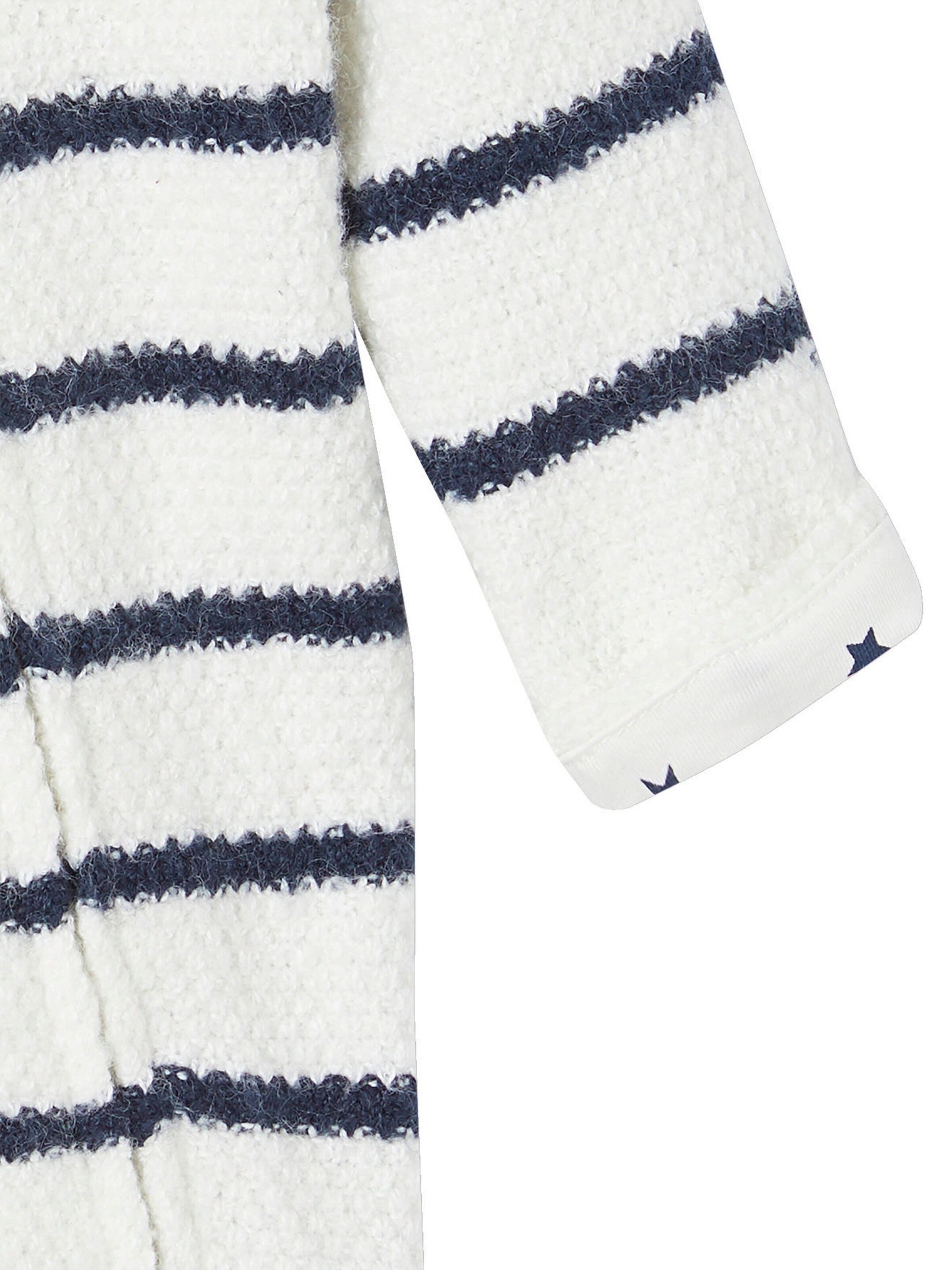 Vertbaudet Gefütterter Strickoverall für Neugeborene wollweiß streifen+sterne
