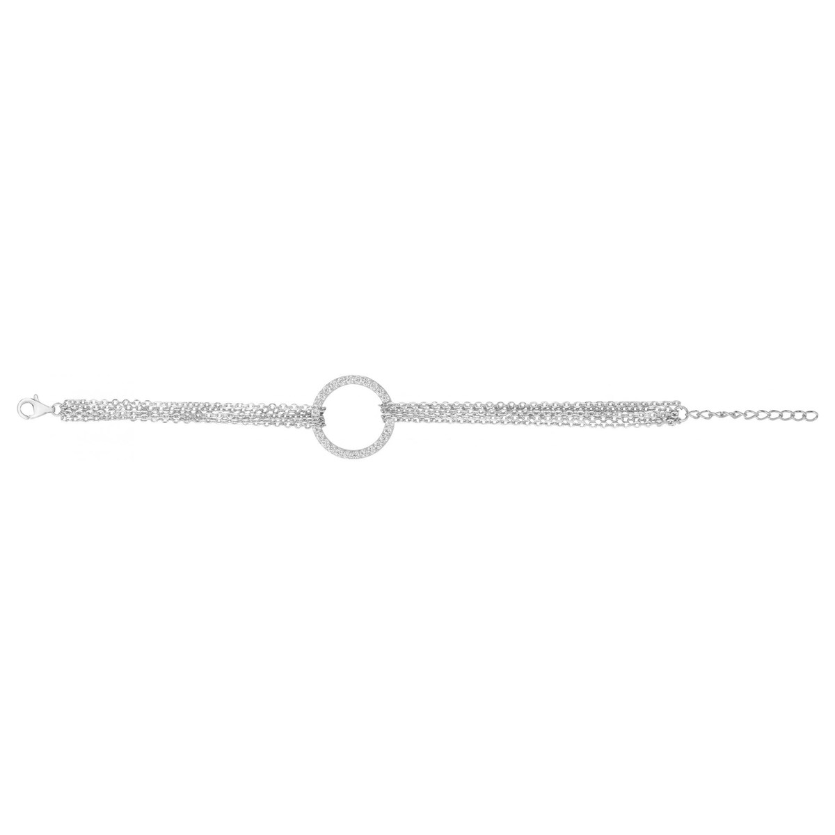 Bracelet souple mono-motif en Argent avec oxyde de zirconium blanc