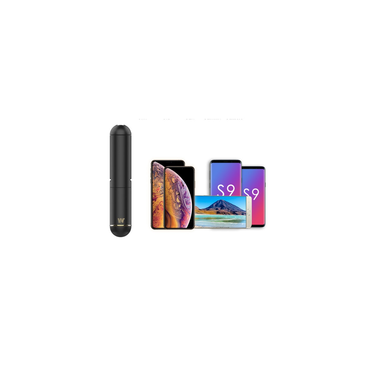 Bærbar mini trådløs Bluetooth Selfie Stick WS-19001 Sort