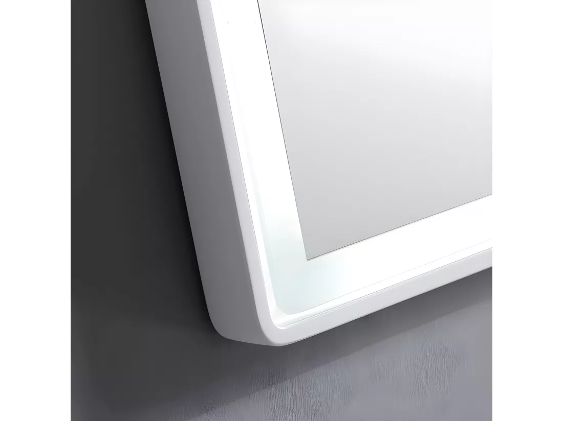 Miroir LED 80 cm finition blanc