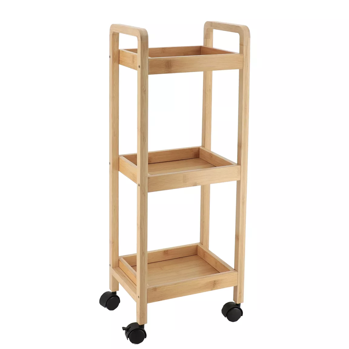 Desserte à roulettes 3 niveaux (H79 cm) Bambou Naturel