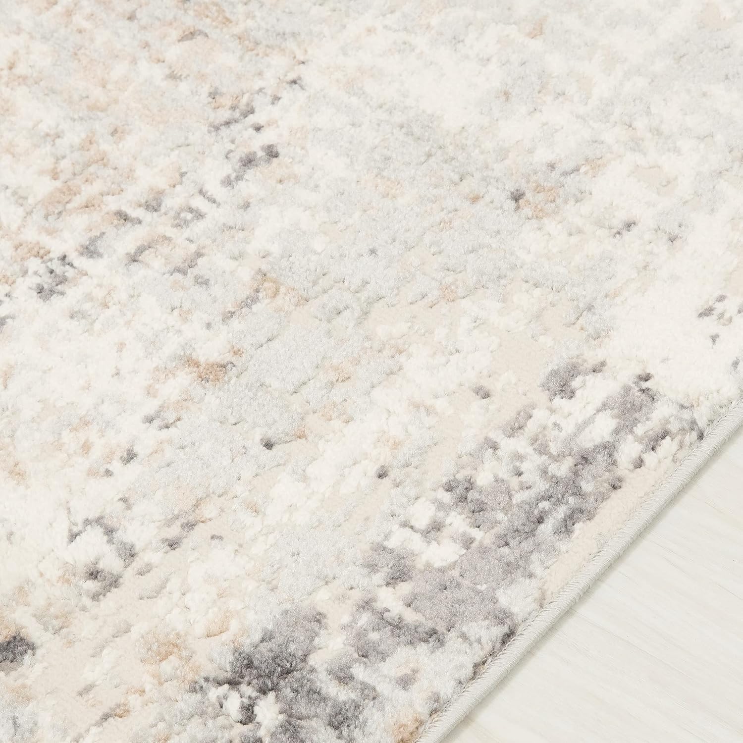Carpeto Rugs Abstraktes Vintage Designer Teppich - Kurzflor - Weich Teppich für Wohnzimmer, Schlafzimmer, Esszimmer - ÖKO-TEX Wohnzimmerteppich - Teppiche - Beige Grau 1-200 x 300 cm