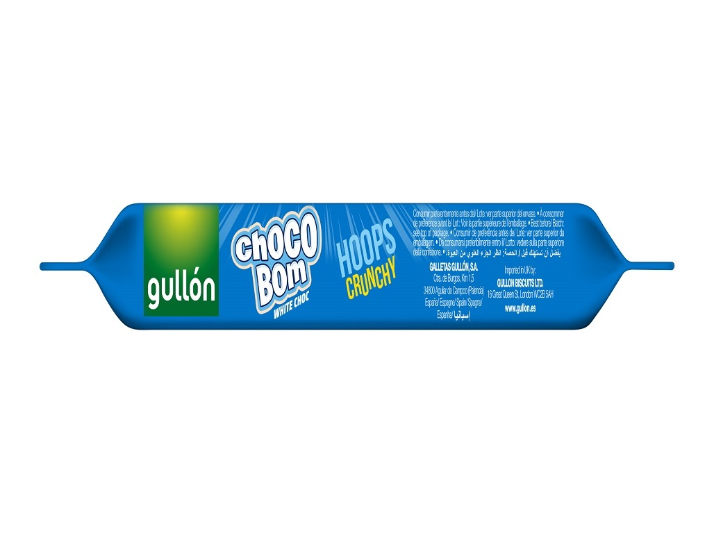 BOLACHAS COB.CHOCOLATE GULLON HOOPS BRANCO 128G