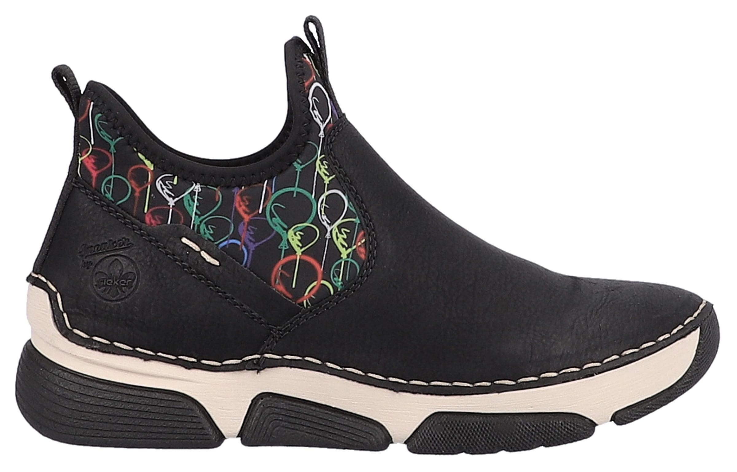 Rieker Schlupfboots  mit buntem Aufdruck