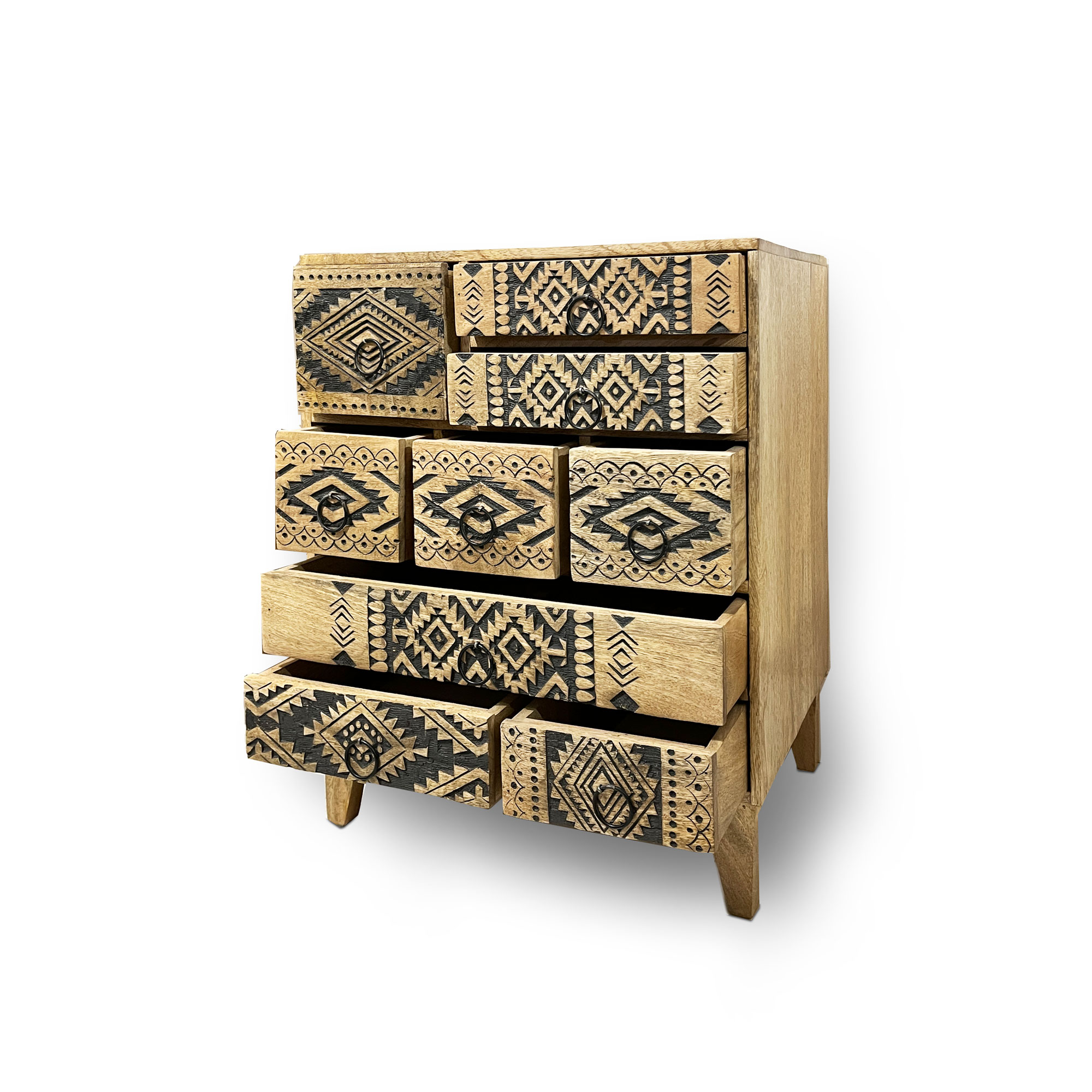 Kommode 'Tanimba' mit 9 Schubladen, Mangoholz, H 56 cm, B 45 cm, L 30 cm von fischer's lagerhaus