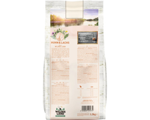 WILDES LAND droogvoer voor katten, kip en zalm met tuingroenten en waardevolle superfoods, graanvrij, glutenvrij, 1,2 kg