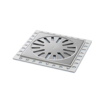 Aquaberg kunststof renovatieput m. RVS rooster 146x146mm inbouwhoogte 6mm RVS hoogglans