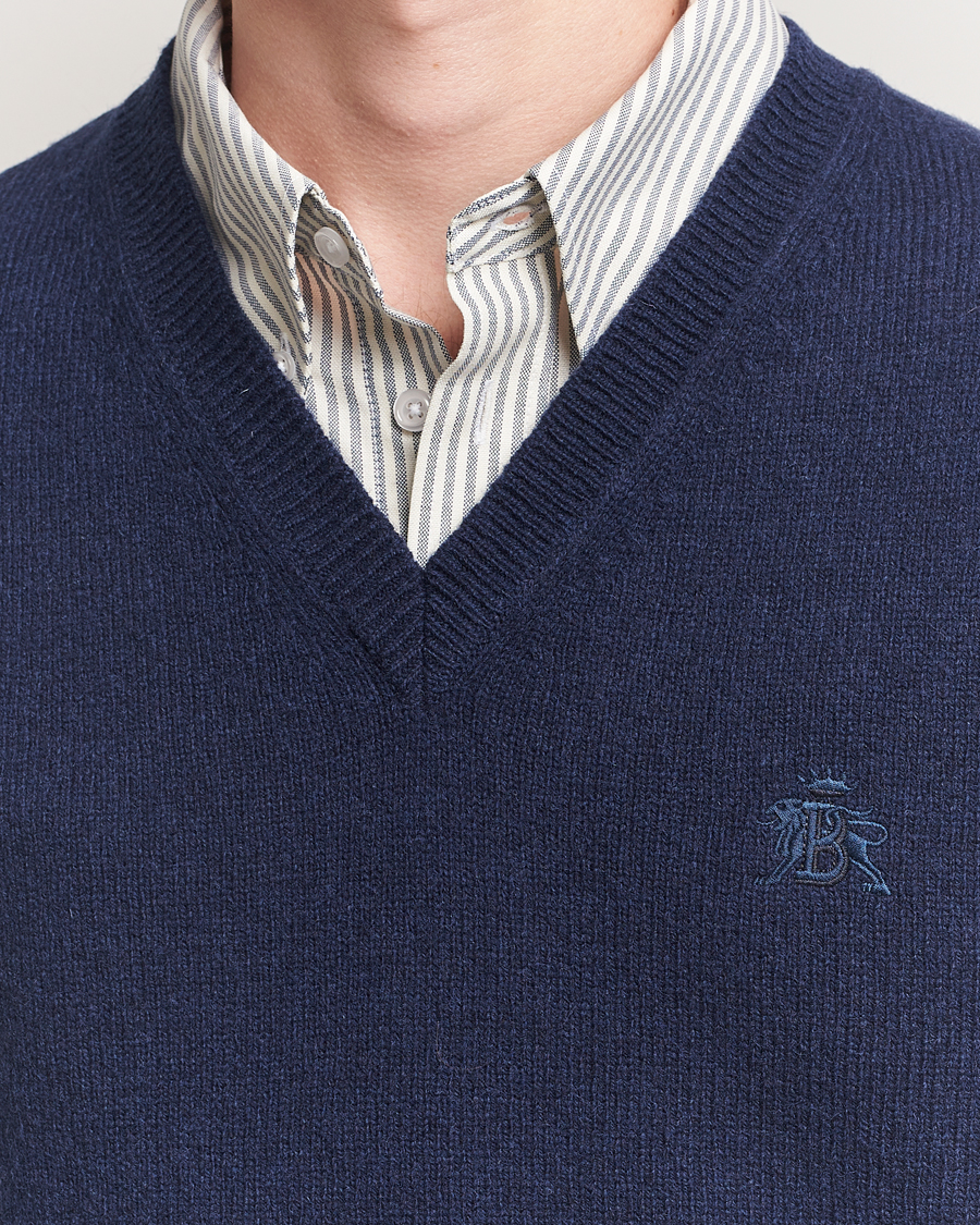 Baracuta Shetland Virgin Wool Vest Navy
