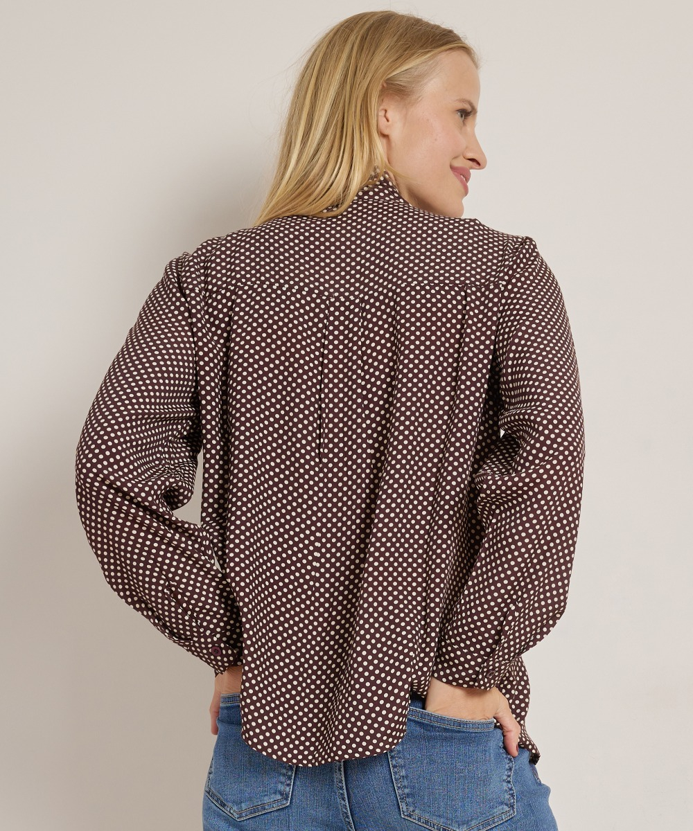 stippenprint blouse met strikkraag