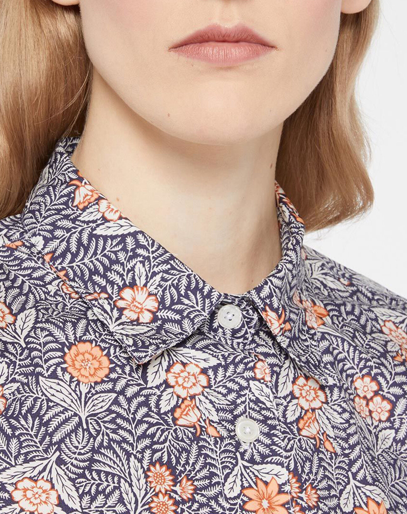 Jodhpur Robe chemise en Coton Arche liberty bleu marine/orange