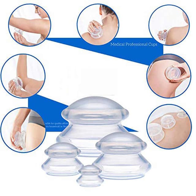 Cupping til helkropsmassage 4-pak (L-XS) Hvid