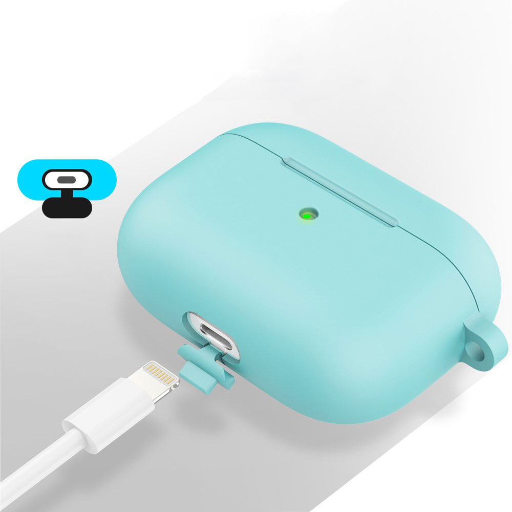 AirPods (3. Generation) Silikon Schutzhülle Abdeckung mit Karabinerhaken - Türkis