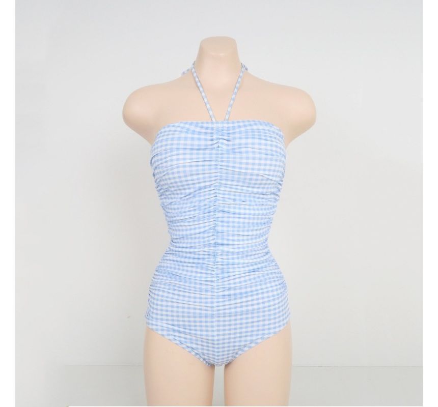 Honolulu - Halter Gingham Trekkoord Badpak