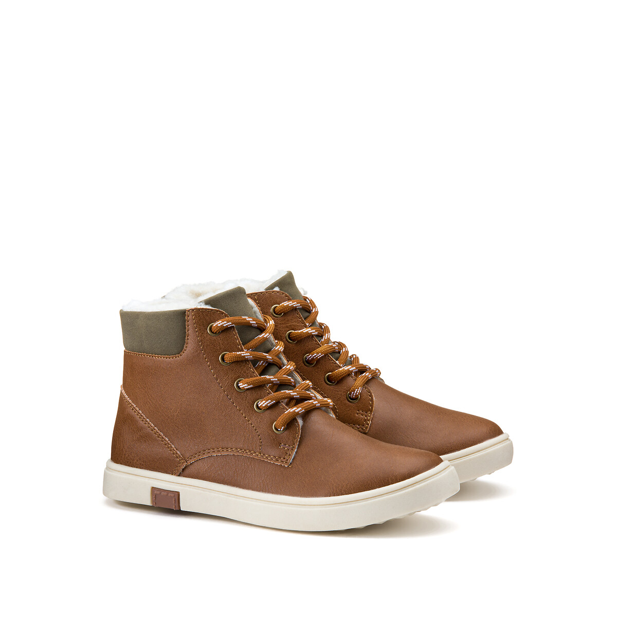 COLEÇÃO LA REDOUTE<br>Botas de cano curto forradas com zíper e cadarços
