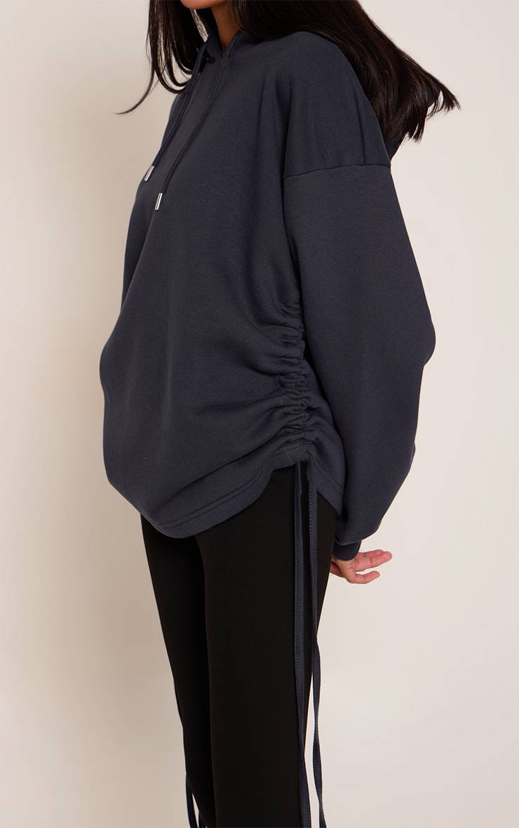 Bleu Marine Sweat À Casynthétiqueche Oversize Avec Fronces Latérales