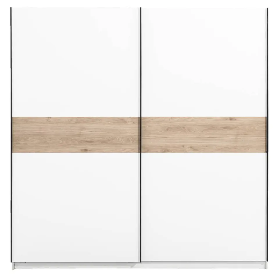 Schuifdeurkast Genua - wit/eikenkleur - 204x200x60 cm