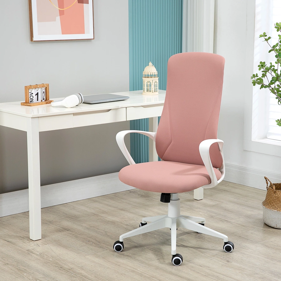 Vinsetto Bürostuhl mit Wippfunktion und geschwungener Rückenlehne rosa