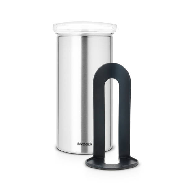 Brabantia voorraadbus voor 18 koffie- en theepads - Matt Steel FPP/Transparant